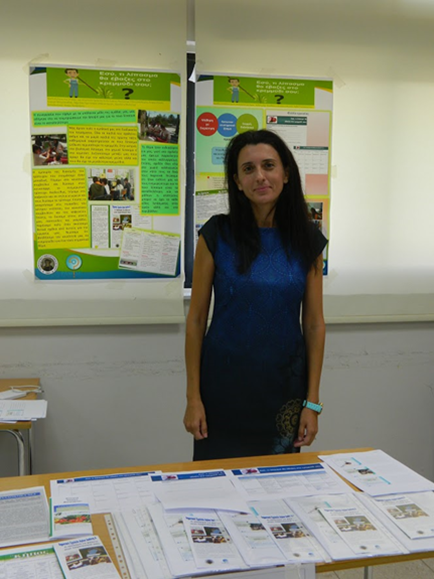Figure 1. Alexia Alexandrou, a PARRISE Cyprus Primary School Teacher, representing her team at the Science on Stage Cyprus contest