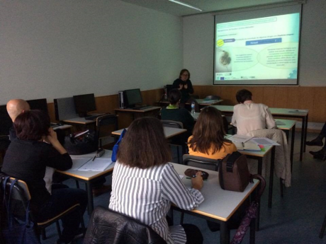 Carolina Michaelis teachers who took part in the first round of the TPD present their work to their colleagues in the second round of the course. Portugal, October, 2016. Credits: Cristina Dias 